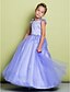 cheap Flower Girl Dresses-A-Line Floor Length Flower Girl Dress - Satin / Tulle Sleeveless Scoop Neck with Bow(s) by LAN TING BRIDE®