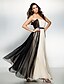 cheap Evening Dresses-A-Line Color Block Formal Evening Dress Strapless Sleeveless Ankle Length Chiffon with Draping 2020