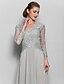 cheap Mother of the Bride Dresses-A-Line Mother of the Bride Dress Sparkle &amp; Shine Scoop Neck Floor Length Chiffon Lace Long Sleeve with Appliques 2023