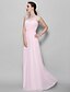 cheap Bridesmaid Dresses-Sheath / Column Spaghetti Strap Floor Length Chiffon Bridesmaid Dress with Lace