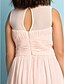 cheap Junior Bridesmaid Dresses-A-Line Knee Length Junior Bridesmaid Dress Chiffon Sleeveless Jewel Neck with Criss Cross 2022 / Natural / Mini Me