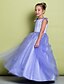 cheap Flower Girl Dresses-A-Line Floor Length Flower Girl Dress - Satin / Tulle Sleeveless Scoop Neck with Bow(s) by LAN TING BRIDE®