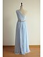 Χαμηλού Κόστους Φορέματα Παρανύμφων-Γραμμή Α Φόρεμα Παρανύμφων Ένας Ώμος Αμάνικο Κομψό Μακρύ Σιφόν με Ζώνη / Κορδέλα / Χάντρες 2022