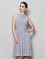 cheap Bridesmaid Dresses-A-Line Scoop Neck Knee Length Georgette Bridesmaid Dress with Ruched / Draping