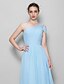 cheap Bridesmaid Dresses-A-Line One Shoulder Floor Length Georgette Bridesmaid Dress with Side Draping by LAN TING BRIDE®