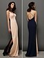 cheap Prom Dresses-Sheath / Column Furcal Prom Formal Evening Dress V Neck Sleeveless Sweep / Brush Train Chiffon with Pleats Split Front 2021