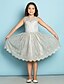 cheap Junior Bridesmaid Dresses-A-Line Jewel Neck Knee Length Lace Junior Bridesmaid Dress with Lace by LAN TING BRIDE® / Natural / Mini Me