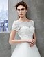 cheap Wedding Dresses-A-Line Off Shoulder Cathedral Train Lace / Tulle Made-To-Measure Wedding Dresses with Lace by LAN TING BRIDE® / Open Back