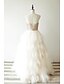 cheap Prom Dresses-A-Line See Through Dress Prom Floor Length Sleeveless Illusion Neck Tulle with Ruffles 2023