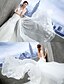 abordables Robes de Mariée-Robes de mariée Trompette / Sirène Col V Bretelles Classiques Traîne Tribunal Organza Robes de mariée Avec Appliques 2024