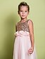 cheap Flower Girl Dresses-A-Line Sweep / Brush Train Flower Girl Dress - Tulle Sequined Sleeveless Scoop Neck with Sequin Flower by LAN TING BRIDE®