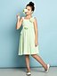 cheap Junior Bridesmaid Dresses-A-Line Straps Knee Length Chiffon Junior Bridesmaid Dress with Draping / Flower by LAN TING BRIDE® / Natural / Mini Me