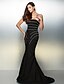 cheap Special Occasion Dresses-Mermaid / Trumpet Elegant Formal Evening Dress Strapless Sleeveless Sweep / Brush Train Jersey with Beading