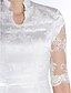 olcso Menyasszonyi ruhák-Sellő fazon Esküvői ruhák Magasnyakú Kápolna uszály Csipke Féhosszú val vel Csipke Gomb 2020