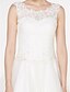 cheap Wedding Dresses-A-Line Scoop Neck Ankle Length Lace / Tulle Made-To-Measure Wedding Dresses with Appliques / Lace by LAN TING BRIDE® / Little White Dress
