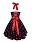 cheap Vintage Dresses-Women&#039;s Lace up Party Vintage Swing Dress - Fruit Backless / Print Halter Neck Cotton Black M L XL