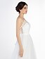 cheap Wedding Dresses-A-Line Spaghetti Strap Sweep / Brush Train Lace / Tulle Made-To-Measure Wedding Dresses with Lace by LAN TING BRIDE® / Open Back