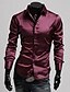 Недорогие Мужские классические рубашки-мужская рубашка классическая рубашка однотонный бордовый черный фиолетовый с длинными рукавами большие размеры на каждый день тонкие вершины деловые / весна / осень