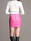 Χαμηλού Κόστους σορτς &amp; φούστες-Γυναικεία Εφαρμοστό Μίνι PU Ροζ Μαύρο Φούστες Φθινόπωρο Δεν Περιλαμβάνεται Ζώνη Σέξι Κλαμπ M L XL / Μεγάλα Μεγέθη / Λάγνος / Λεπτό