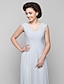 Χαμηλού Κόστους Φορέματα για τη Μητέρα της Νύφης-Γραμμή Α Λαιμόκοψη V Μακρύ Σιφόν Φόρεμα Μητέρας της Νύφης με Χάντρες / Χιαστί με LAN TING BRIDE®