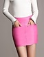 Χαμηλού Κόστους σορτς &amp; φούστες-Γυναικεία Εφαρμοστό Μίνι PU Ροζ Μαύρο Φούστες Φθινόπωρο Δεν Περιλαμβάνεται Ζώνη Σέξι Κλαμπ M L XL / Μεγάλα Μεγέθη / Λάγνος / Λεπτό