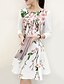 cheap Print Dresses-Women&#039;s Floral Plus Size Going out Chinoiserie Slim Skater Dress - Floral Print Spring White XL XXL XXXL