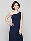cheap Mother of the Bride Dresses-A-Line Mother of the Bride Dress Elegant One Shoulder Floor Length Chiffon Sleeveless with Beading Side Draping 2020