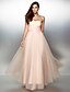 cheap Prom Dresses-A-Line Formal Evening Dress Strapless Sleeveless Ankle Length Lace Tulle with Appliques 2021