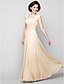 cheap Mother of the Bride Dresses-A-Line Square Neck Floor Length Chiffon Mother of the Bride Dress with Beading by LAN TING BRIDE®