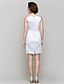 cheap Mother of the Bride Dresses-A-Line Jewel Neck Knee Length Charmeuse Mother of the Bride Dress with Pleats by LAN TING BRIDE®