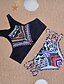 cheap Women&#039;s Swimwear &amp; Bikinis-Women&#039;s Swimwear Bikini Swimsuit Geometric Black Halter Neck Bathing Suits Sports Floral