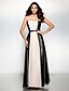 cheap Evening Dresses-A-Line Color Block Formal Evening Dress Strapless Sleeveless Ankle Length Chiffon with Draping 2020