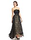 cheap Prom Dresses-A-Line Little Black Dress Prom Formal Evening Dress Strapless Sleeveless Asymmetrical Lace Tulle with Lace Draping 2020
