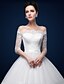 olcso Menyasszonyi ruhák-Báli ruha Esküvői ruhák Aszimmetrikus Katedrális uszály Szatén Csipke tüllön Féhosszú val vel Kristály Csipke 2020
