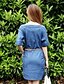 cheap Plus Size Dresses-Women&#039;s Plus Size Daily Weekend Street chic Denim Dress - Solid Colored Blue Spring Blue S M L XL