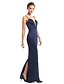 cheap Prom Dresses-Sheath / Column Prom Formal Evening Dress Spaghetti Strap Sleeveless Floor Length Satin with Criss Cross Beading 2020