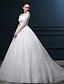 olcso Menyasszonyi ruhák-Báli ruha Esküvői ruhák Aszimmetrikus Katedrális uszály Szatén Csipke tüllön Féhosszú val vel Kristály Csipke 2020