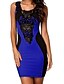 cheap Women&#039;s Dresses-Women&#039;s Patchwork  Lace Blue  Yellow Dress , Sexy  Bodycon Round Neck Sleeveless