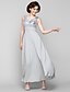 cheap Mother of the Bride Dresses-A-Line Bateau Neck Ankle Length Chiffon Mother of the Bride Dress with Sequin / Sash / Ribbon by LAN TING BRIDE® / Sparkle &amp; Shine