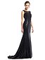 cheap Evening Dresses-Mermaid / Trumpet Sparkle &amp; Shine Dress Formal Evening Sweep / Brush Train Sleeveless Illusion Neck Sequined with Sequin 2022