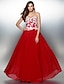 cheap Special Occasion Dresses-A-Line Color Block Prom Formal Evening Dress Sweetheart Neckline Sleeveless Floor Length Chiffon with Appliques