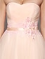 cheap Prom Dresses-A-Line Formal Evening Dress Strapless Sleeveless Ankle Length Lace Tulle with Appliques 2021