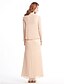 cheap Mother of the Bride Dresses-Sheath / Column Mother of the Bride Dress Convertible Dress Straps Ankle Length Crepe Long Sleeve yes with Pleats 2023