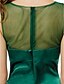 abordables Robes de bal de promo-Robe Soirée Cocktail Trapèze Transparent Mi-long Cou d&#039;illusion Sans Manches Charmeuse Avec Motif / Impression