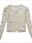 cheap Women&#039;s Jackets-Women&#039;s Wrap Solid Colored Plus Size Lace Long Sleeve Daily Tops Black Beige