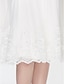 Χαμηλού Κόστους Κατάστημα νυφικών-νυφικά σε γραμμή σε γραμμή από τον ώμο μέχρι το γόνατο δαντέλα μανίκι 3/4 επίσημο ρομαντικό μικρό λευκό φόρεμα ψευδαίσθηση μανίκι με δαντέλα