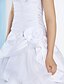 preiswerte Hochzeitskleider-A-Linie Hochzeitskleid Boden-Länge Trägerlos Organza / Taft mit Perlstickerei / Überkreuzte Rüschen / Gestuft