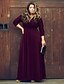 cheap Plus Size Maxi Dresses-Women&#039;s Loose Maxi long Dress Black Purple Dark Blue Red 3/4 Length Sleeve Black Solid Colored Deep V Regular Fit L XL XXL 3XL / Plus Size / Plus Size
