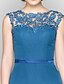 cheap Mother of the Bride Dresses-Sheath / Column Mother of the Bride Dress Scoop Neck Knee Length Chiffon Sleeveless with Lace 2021