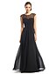 cheap Prom Dresses-A-Line Prom Formal Evening Dress Illusion Neck Sleeveless Floor Length Chiffon with Lace 2021